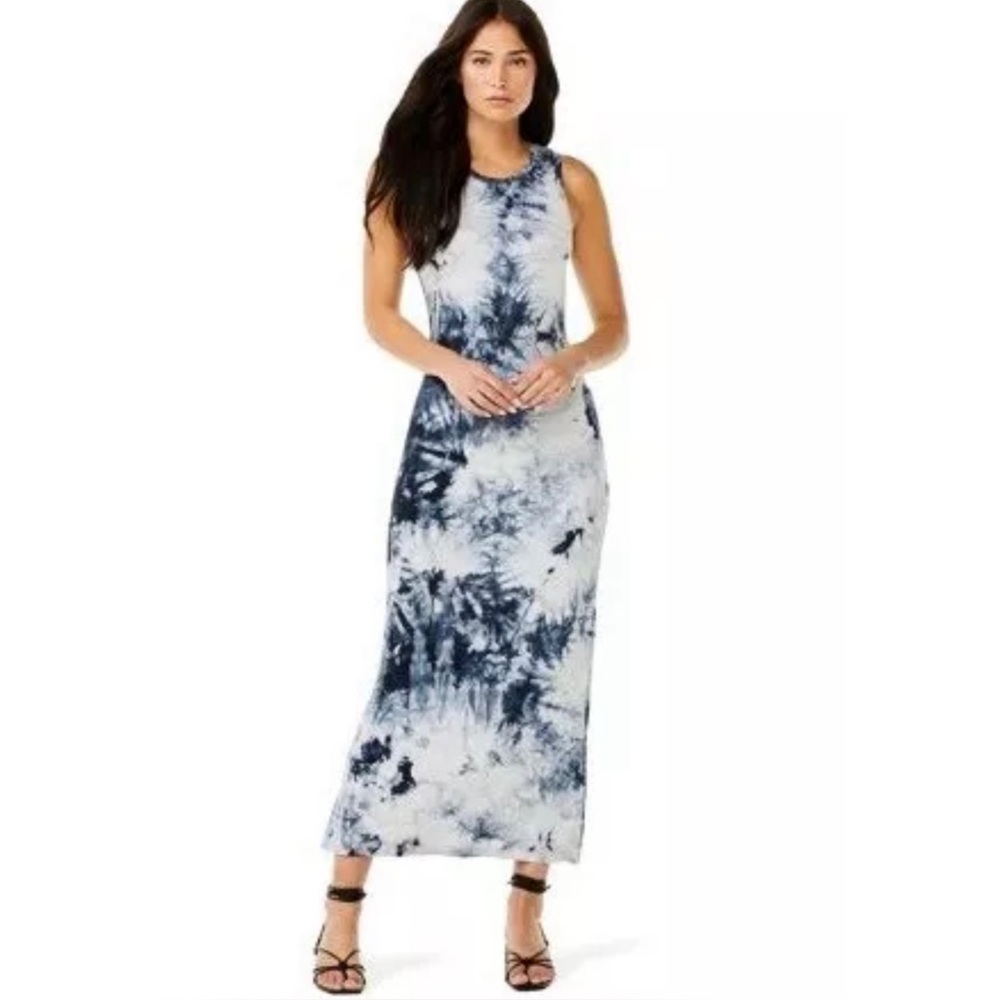 NWT Sofia Tie-Dye Knit Maxi Dress M Black Grey